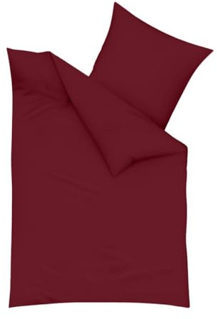 Traumschlaf Feinbiber Bettwäsche Uni – Warme Winterbettwäsche aus 100% Baumwolle – kuschelig angeraut, atmungsaktiv & hautfreundlich – mit Reißverschluss – 240x220 cm + 2X 80x80 cm, Bordeaux