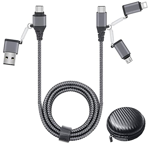 Câble Multi USB Universel, Câble Charge Rapide Sync USB C/USB A vers Phone/USB C/Micro 60W 3A PD 3.0 Compatible avec Phone Huawei HTC Laptop Tablette LG Galaxy Sony Android Smartphones etc