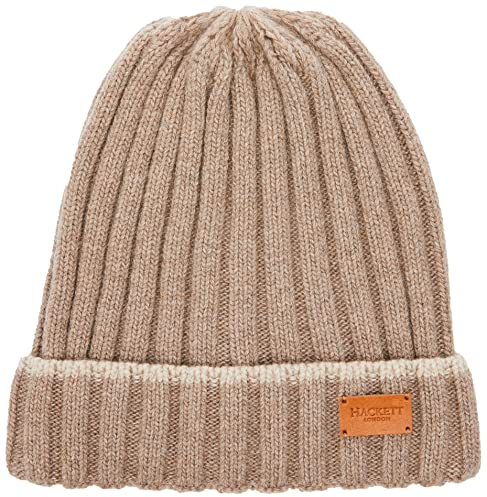 HACKETT LONDON Men's Eco Cash Beanie Cap, Taupe, One Size