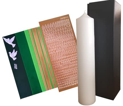Taufkerze Bastelset -mit Kerze, Wachsplatten, Aufbewahrungskarton und Beschriftung