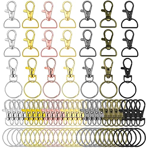 84er Schlüsselanhänger Karabiner Klein Drehverschlüsse Schlüsselringe Set Karabinerhaken mit D-Ring für Bastelarbeiten für Schlüssel, Lanyards Schmuck(7 Farben)