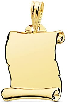 Inmaculada Romero IR Colgante oro 18k pergamino 18mm. liso brillo - Personalizable - GRABACIÓN INCLUIDA EN EL PRECIO