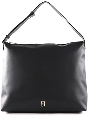 Tommy Hilfiger Damen Tote Bag Tasche TH Casual Hobo mit Reißverschluss, Schwarz (Black), Einheitsgröße