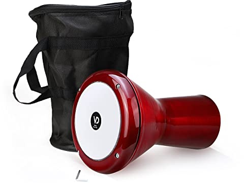 VD Vatan Mini Darbuka Trommel – Aluminiumguss Hand Drum 30 cm, Rot Pearl Effekt, inkl. Tasche & Stimmschlüssel, Percussion Instrument