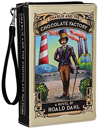 Things2Die4 Vinyl Charlie & The Chocolate Factory Buch Handtasche Neuheit Clutch Geldbörse Crossbody Tasche, Mehrfarbig
