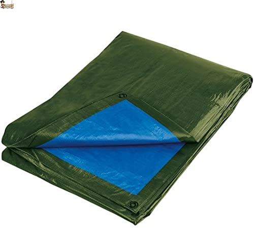BricoLoco.com Toldo Lona Impermeable Multiuso Exterior. 4x5 MTS. 140 grs. ¡¡Reforzado!! Cubretodo cobertor leña, Remolque, Piscina, Mueble jardín. (140 grs. Verde/Azul, 4x5 MTS.)
