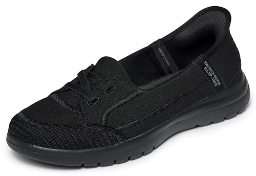 Skechers Women's On-The-Go Flex Top Notch Slip-In Trainers, Black Textile, 9 UK