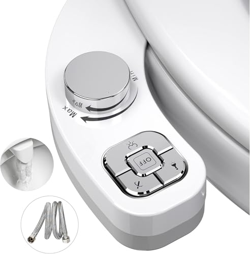 PENDEJATO Pulvérisateur Bidet Toilette WC - Non Électrique Accessoires De Toilette Japonaise - Buse Rétractable Avec 2 Angles De Jet(Anti-colmatage)- Pour Le Nettoyage Avant Et Arrière (Argent)