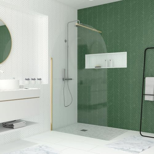 Paroi de Douche arrondie 120x200 cm - Profilé Or Doré Brossé - GOLDY CURVED