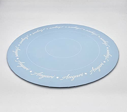 Generico Vassoio Sottotorta Slim Celeste 40 cm con Scritta Auguri