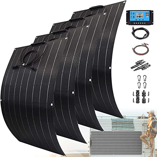 GEJLELDS Kit Solaire,kit Panneau Solaire 18V 600W 1200W avec Controleur de Charge Solaire 40A, pour Camping Car,Caravane,Maison,Piscine,Systeme Solaire, Kit Solaire Autonome Complet,4x300W