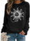 Abtel Halloween Sweatshirt Sterndruck Langarmshirt Oberteil Rundhals Lose Longsleeve Lässig Pullover Langarmshirt Damen Schwarz XXL