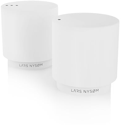 LARS NYSØM Juego de Salero y Pimentero | Salero y Pimentero de Acero Inoxidable con Moderno Diseño Minimalista, Fácil Recarga (Pure White)