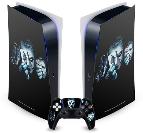 Head Case Designs Officially Licensed The Dark Knight Joker Card Key Art Vinyl Faceplate Gaming Skin Decal Compatible With Sony PlayStation 5 PS5 Digital Edition Console and DualSense Controller