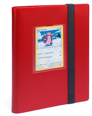 Leuchtturm 369508 TCG Album Slim Small - mit 20 Hüllen für 160 Sammelkarten wie Pokémon und Digimon - Softcover rot-schwarz