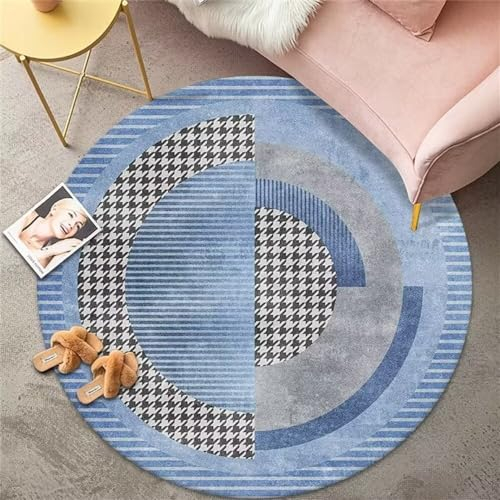 DJHWWD Baby Zimmer für Jungs bodenmatratze kinderzimmer Schlafzimmer runder Blauer Teppich Arbeitszimmerteppich verschleißfest deko für Teenager Zimmer mädchen spielematte 160X160cm