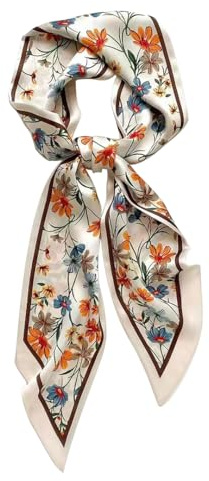 Livrerpi Double-sided Satin Silk Scarf Fashion Handbag Accessories Long Hair Head Neck Scarf 5.12 x 59inch 01