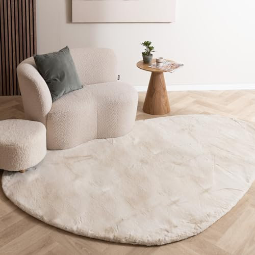 FRAAI | Home & Living Hochflor Teppich - Comfy Supreme Pebble Creme - Einfarbig - Modern, Skandinavisch, Wohnzimmer, Kinderzimmer, Schlafzimmer, Flur, Babyzimmer - Fellteppich - Carpet