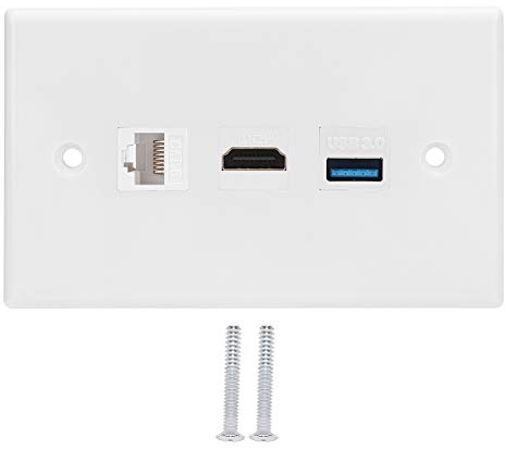 Placa de Pared USB, Hogar CAT6 + HDMI + USB3.0 Panel de Enchufe de Interfaz HDMI Toma de Pared Salida HDMI Placa de Pared Panel de Placa de Pared con Clip Estándar de EE. UU.