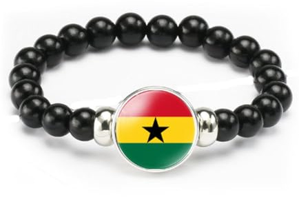 vmcoatdu Armband mit Nationalflagge, elastisches Seil, Perlenarmband, unterstützt Ihre Landreise, Souvenir, Geschenke für Männer und Frauen, One size, Legierung, Glas