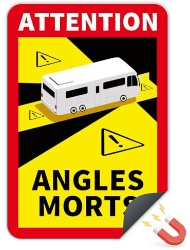 Finest Folia Angles Morts Magnetfolie je 25x17cm für Fahrzeuge Pflicht ab 3,5 t in Frankreich Warnung Toter Winkel Magnet uv wetterfest langlebig magnetisch RV004 (Wohnmobil Magnet, 1 Sticker)