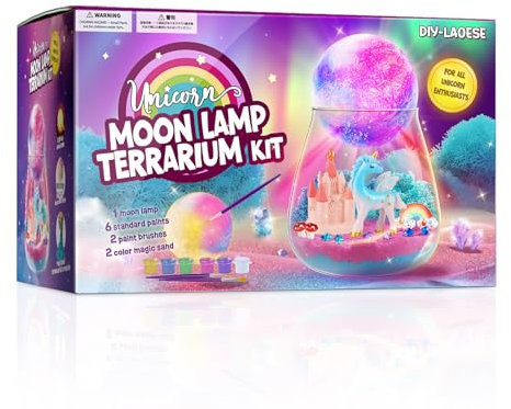 Einhorn Geschenke für Mädchen, Einhorn Terrarium Set mit Mondlampen-Malset, Geschenk für Mädchen 4, 5, 6, 7, 8–12 Jahren Geburtstag, Bastelset für Kinder ab 6 Jahre, Unicorn Spielzeug