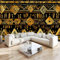 Photo Papier Peint 400 x 280 cm Intissé Murale Sombre Panoramique Poster Papier Peint Style Africain Motifs Tribaux Triangles Cercles Photo Murale Tenture Murale pour Appartement Décoration Salon