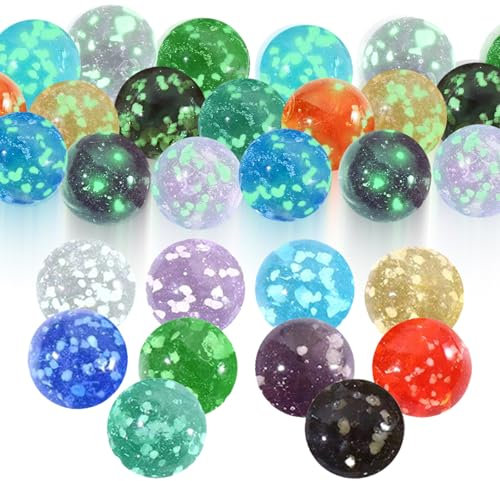 Smavles Murmeln für Kinder - 10 Stück Leuchtend im Dunkeln für Marmorbahn-Spiel, Bunte Glasmurmeln 25mm für Kugelbahn DIY und Heimdekoration Jungen und Mädchen