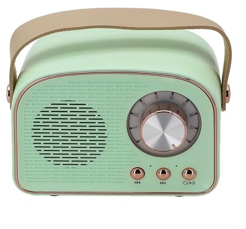 Retro-Radio, kabelloser FM-Radio-Empfang, Retro-Vintage-Radio, unterstützt TF-Karte/USB-MP3-Player/AUX/Bass-Modus, 115 x 78 x 61 mm, tragbares Radio (grünes Gras)