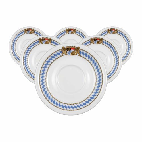 Seltmann Weiden Compact Bayern Kaffeeuntertassen 6er Set, 15 cm, Runde Unterteller mit traditionellem Design, Spülmaschinen- und Mikrowellenfest, Porzellan
