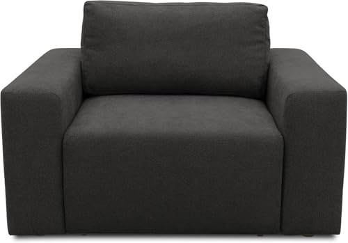 DOMO. collection Sessel Lares, Federkernpolsterung, Grau | Sessel mit Federkernpolsterung und losen Rückenkissen, harmonisch zum Sofa, 106 x 116 x 85 cm (BxTxH)