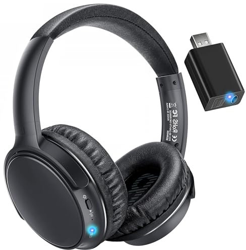 makemate Wireless Headphones for TV, BKM400 Bluetooth TV Headphones Wireless for Seniors with USB Transmitter, Higher Volume, No Audio Delay, 20hrs Playtime, 50m Range, Silvery