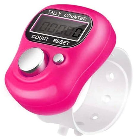 SellerTree Digitaler Fingerzähler, Tasbeeh Elektronischer Handheld-Clicker, Reihenzählung mit LED-Anzeige, 5-stelliger tragbarer Strick-, Häkel-, Runden-Tracker, Sport