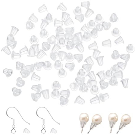 300 Stück Silikon Ohrring Stopper Ohrringverschlüsse ohrring stecker verschluss aus Transparent,für Damen(Größe 4 * 4 mm)