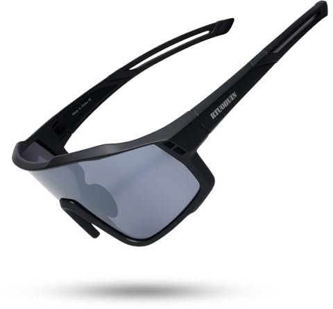 RTUOHUIN Polarisiert Fahrradbrille UV400-Schutz Sport Sonnenbrille TR90 Flexiblem Rahmen Hochwertig Schnelle Schutzbrille für Kinder Herren und Damen - Schwarz