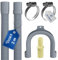 VIOKS Set Flexibler Abwasserschlauch Spülmaschine 2 Meter 19/22mmØ + 2x Klemmen Schlauchschellen Edelstahl 18-28mmØ + 1x Schlauch Verbindungsstück + 1x Haltebogen - Ablaufschlauch Waschmaschine Set