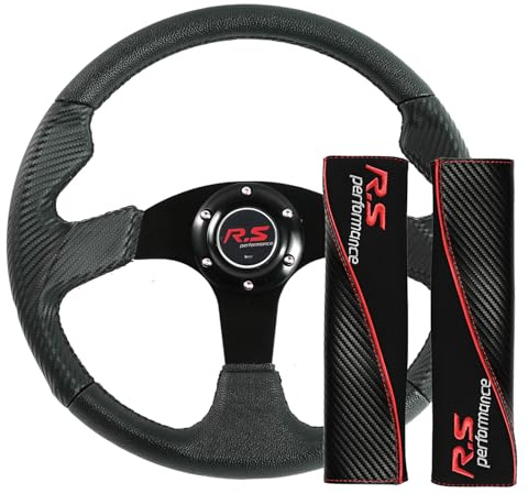 AUTOXBERT 3 Volanti per Auto da Corsa Volante 350mm 14 in Pelle PVC Volante Drift Rally Sport Volanti 6 Bulloni con Pulsante Clacson Universale per Corse/Rally/Motorsport/Simulatore di Guida Auto