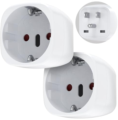 Adaptador Enchufe USA Viaje Europa Tipo C E F a Estados Unidos Tipo B | Compatible con US, Canadá y México Viaje. Pack de 2 Toma de Corriente EU a US Conector Convertidor Eléctrico, Blanco