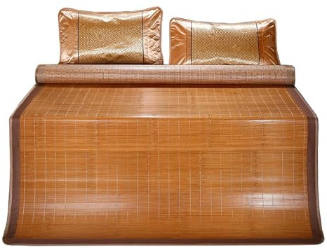 Snaweo Tapis d'été en bambou, tapis de couchage en bambou, surface lisse, tapis rafraîchissant tissé maison respirant, tapis rafraîchissant enroulable for le sol du salon ou de la chambre(140x200cm/55