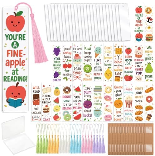 peacoblue Kit Marque-Page Acrylique UV DTF Série de fruits, 121 Pièces | Ensemble DIY de Fabrication de Signets Personnalisés pour Étudiants, Enseignants, Lecteurs et Loisirs Créatifs, Cadeaux