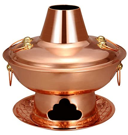 Olla caliente Shabu Vintage con chimenea para quemar carbón, ideal para cenas familiares y camping