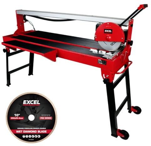 Excel 1250mm Wet Tile Cutter Bridge Saw 240V/1200W with Continuous Rim Tile Saw Blade