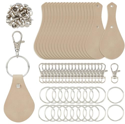 DICOSMETIC Lot de 20 porte-clés en cuir vierge - Kit de gravure laser - En forme de goutte - Pour porte-clés personnalisés