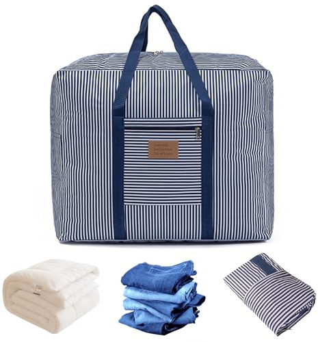 90L Große Wasserdicht Aufbewahrungstasche mit Reißverschluss und Griff, 600D Oxford Umzugstaschen, Aufbewahrung Tasche für Hausumzüge, für Bettwäsche, Kleidung, Decken, Kissen Quilt Saison Artikel