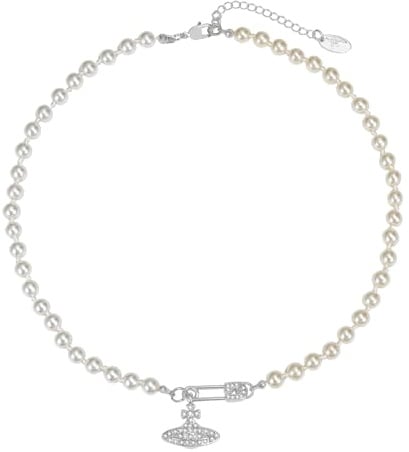 JewelryWe Saturn Schmuckset Damen Edelstahl Kunstperlen Choker Halskette Armband Ohrringe Set Weltraum Planet Schmuck mit Zirkonia Geschenk für Valentinstag Hochzeit Geburtstag