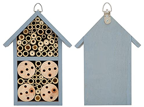 Riuulity Hotel Abri à Insectes en Bois de Haute qualité pour L'amélioration du Jardin pour Les Insectes Bénéfiques en Rondins + Bambou 9,2 X 4,7 X 3,0 Pouces