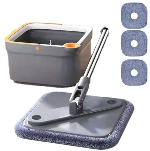 Dragon Rotating Mop Set with Self-Cleaning & Self-Wringing Bucket, 360-Degree Swivel Head for Hardwood, Tile, Marble and Wood Floors – Adjust