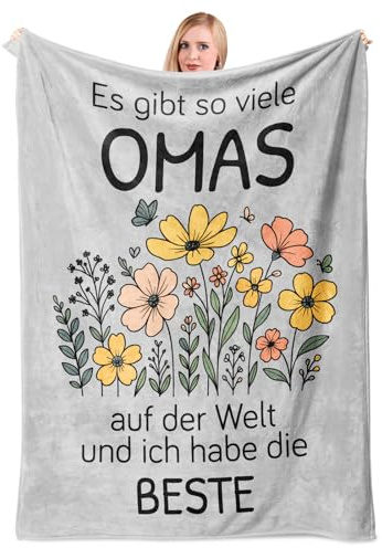 PRSTENLY Geschenke für Oma, Oma Geschenke, Geschenke Oma's Geburtstag Grau | Muttertagsgeschenk, Geschenke Oma Weihnachtszeit, Flanell Decke für Omas von Enkel Enkelin 1.3*1.5 M