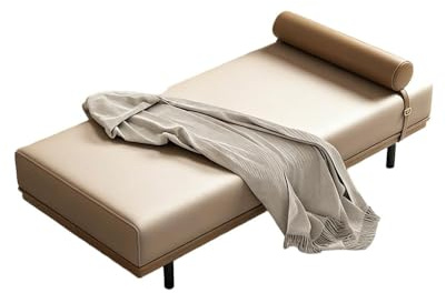 KIBONCY Accent Bench, Chaise Lounge Window Seat – Faux Leather with Cylindrical Pillow, Stable Metal Legs, Non-Slip Design, for Home Decor(D,170x40x42cm)