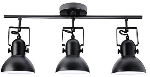 Deckenstrahler DALLAS Schwarz Metall 3-flammig E14 Retro praktische Lampe Spot Wohnzimmer Flur